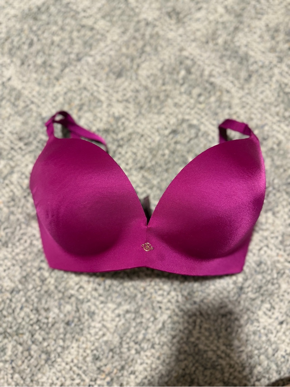 Victorias Secret Plunge Satin Push-Up Bra in Magenta